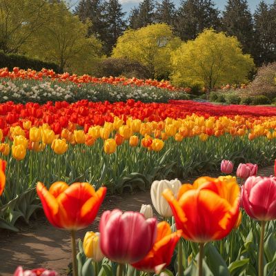 Quadro Botanico Campo Di Tulipani Colorati In Primavera bow12 quadro stampa su tela