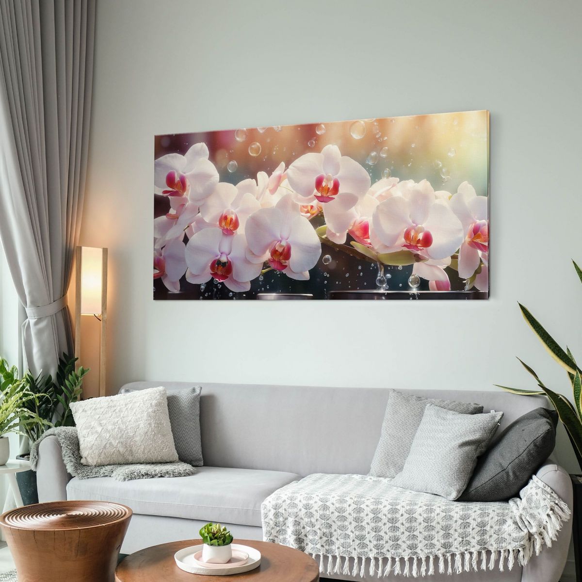 Quadro Botanico Orchidee Bianche E Rosa Con Gocce D'Acqua bow24 quadro stampa su tela