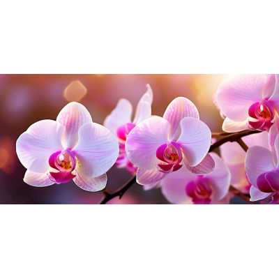 Quadro Botanico Orchidee Rosa Illuminate Al Tramonto bow26 quadro stampa su tela