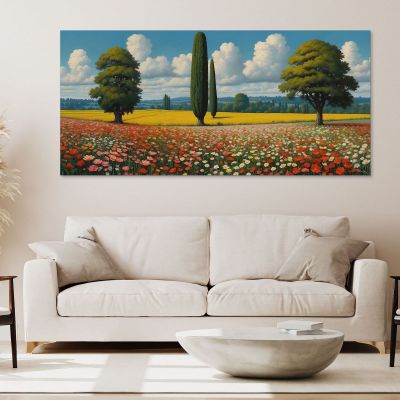 Quadro Botanico Paesaggio Di Campo Fiorito bow28 quadro stampa su tela