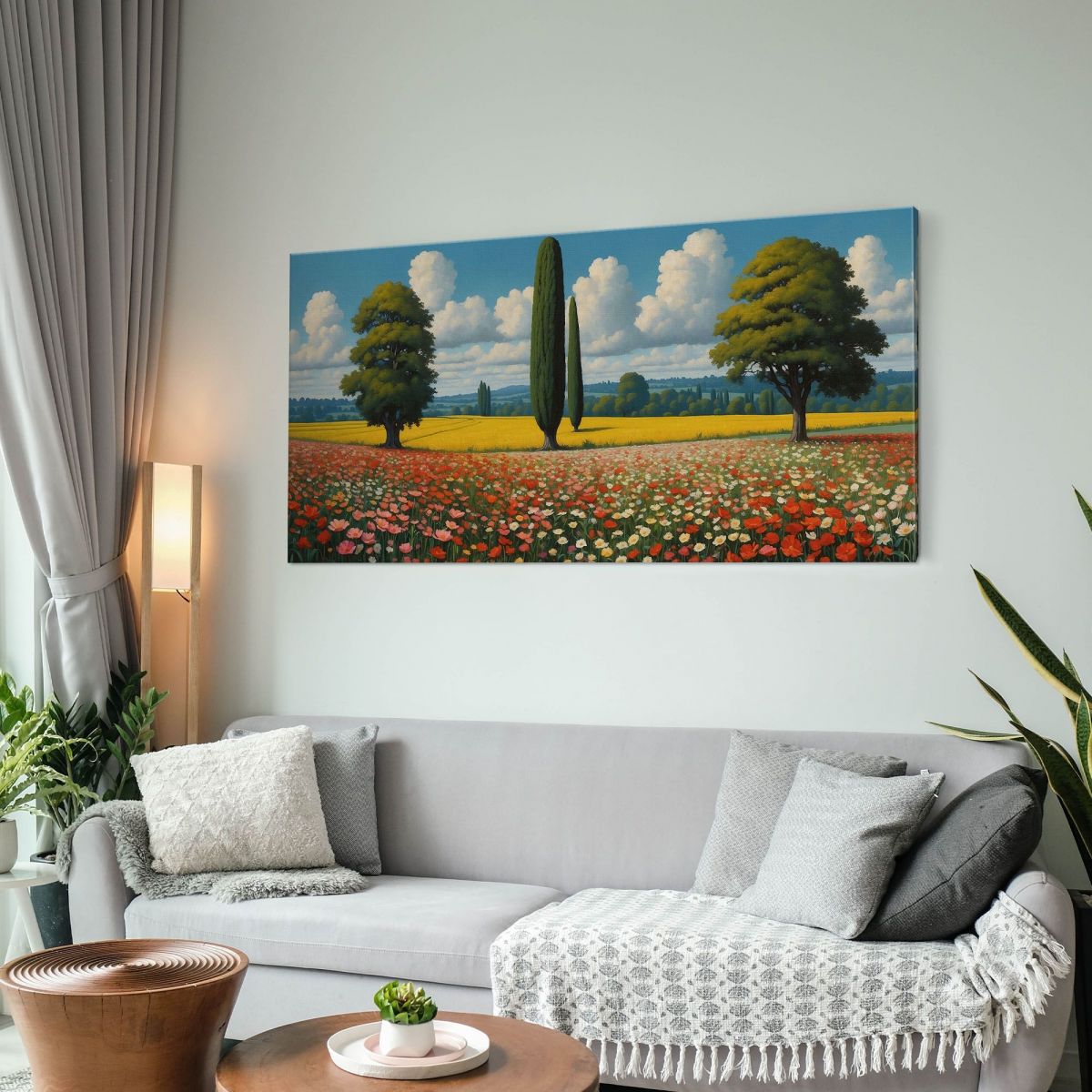 Quadro Botanico Paesaggio Di Campo Fiorito bow28 quadro stampa su tela