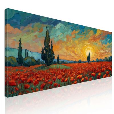 Quadro Botanico Papaveri Al Tramonto bow31 quadro stampa su tela