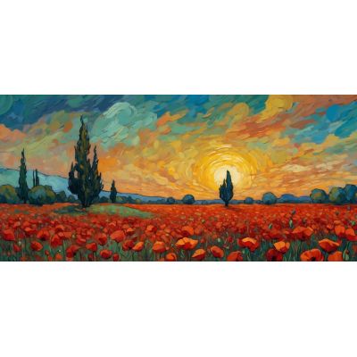 Quadro Botanico Papaveri Al Tramonto bow31 quadro stampa su tela