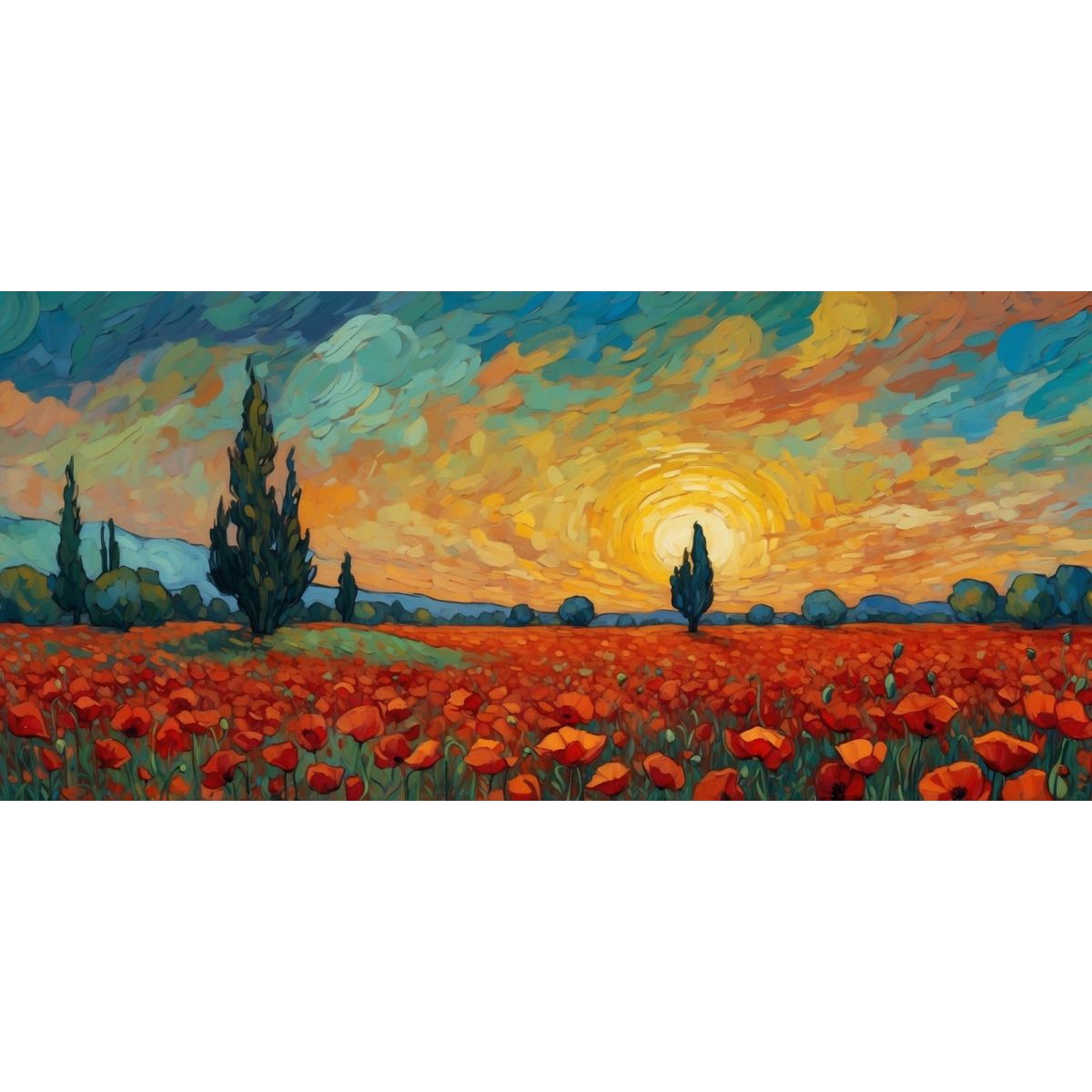 Quadro Botanico Papaveri Al Tramonto bow31 quadro stampa su tela