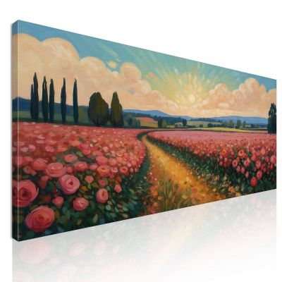 Quadro Botanico Sentiero Tra Rose In Fiore bow38 quadro stampa su tela