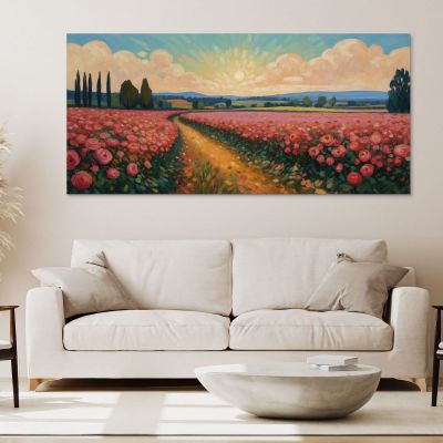 Quadro Botanico Sentiero Tra Rose In Fiore bow38 quadro stampa su tela