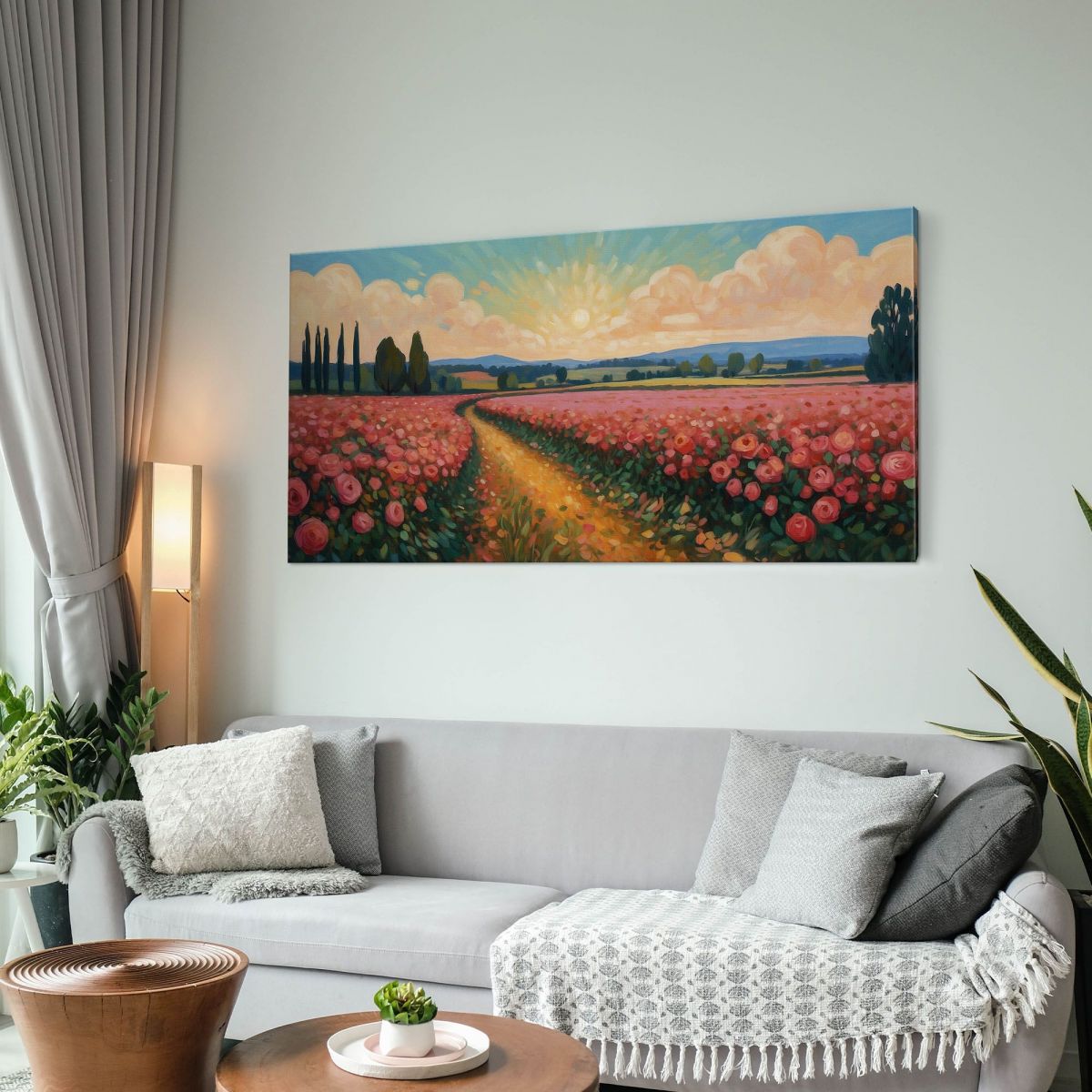 Quadro Botanico Sentiero Tra Rose In Fiore bow38 quadro stampa su tela