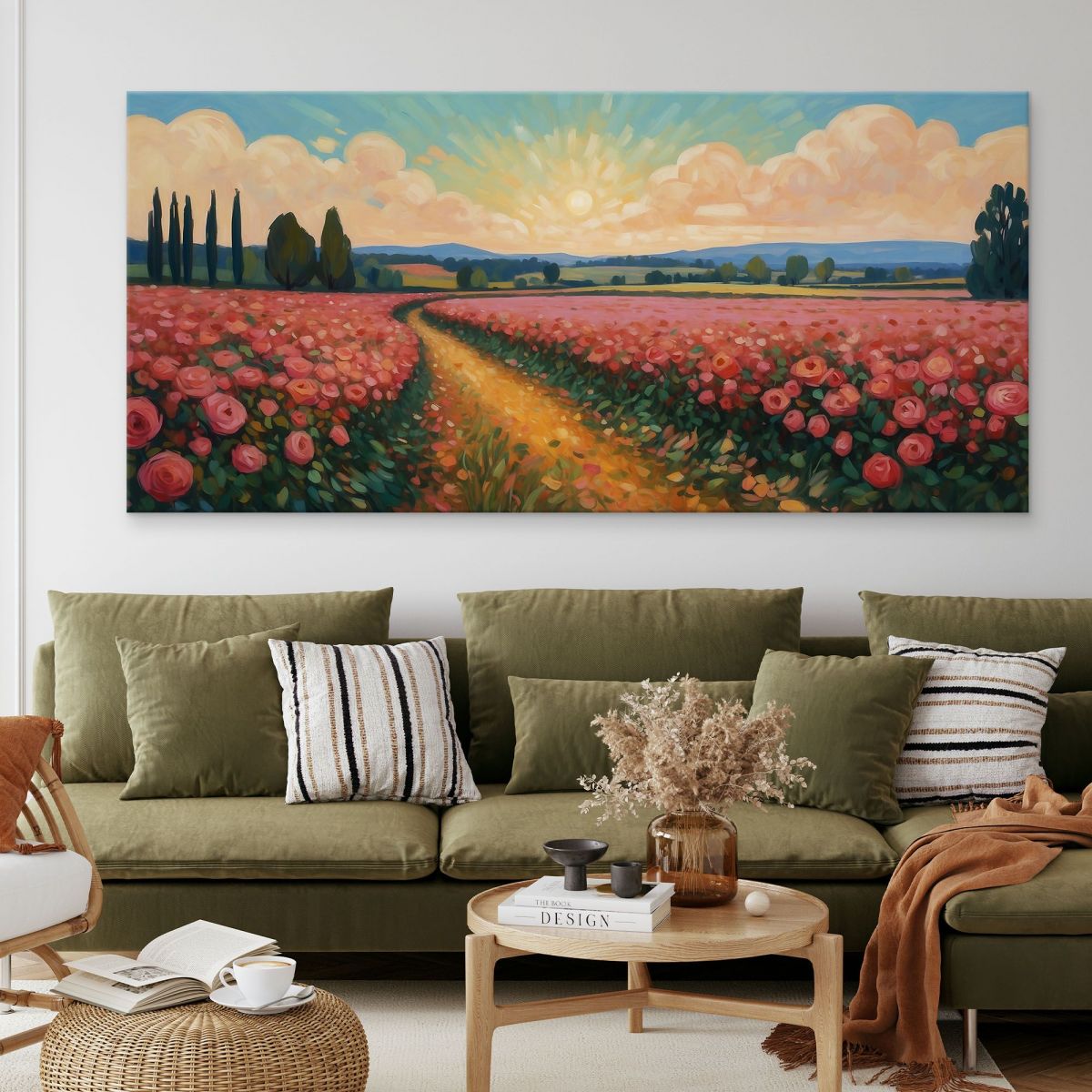 Quadro Botanico Sentiero Tra Rose In Fiore bow38 quadro stampa su tela