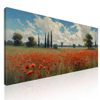 Quadro Botanico Splendore Dei Papaveri Sotto Il Cielo Azzurro bow39 quadro stampa su tela