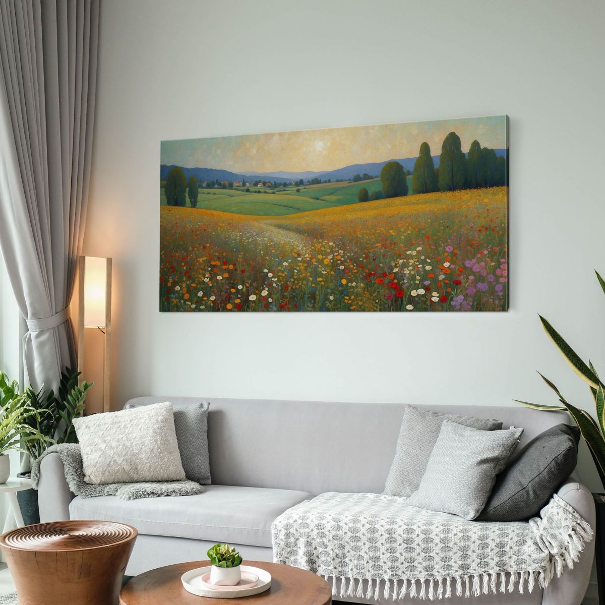 Quadro Botanico Tramonto Dorato Su Campo Fiorito bow40 quadro stampa su tela