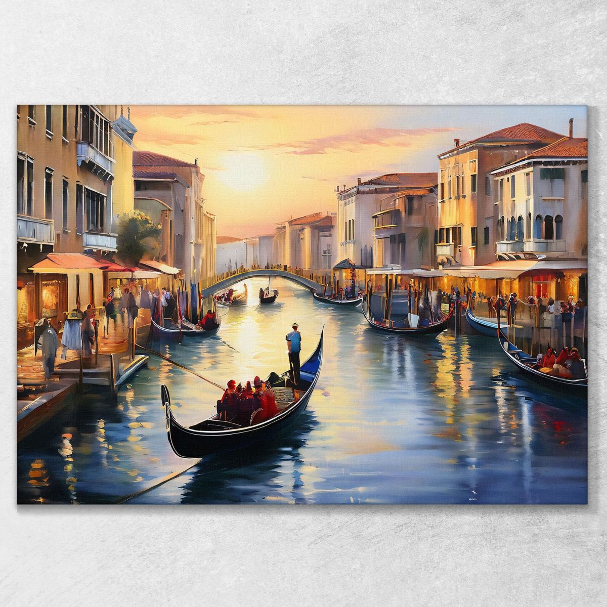 Quadro Moderno Città Astratto Giro In Gondola A Venezia Al Tramonto Tra I Canali ct10 quadro stampa su tela