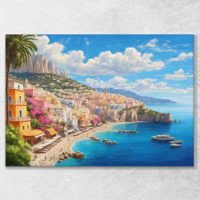 Quadro Moderno Città Astratto Splendida Capri Con Case Pastello E Mare Cristallino ct28 quadro stampa su tela