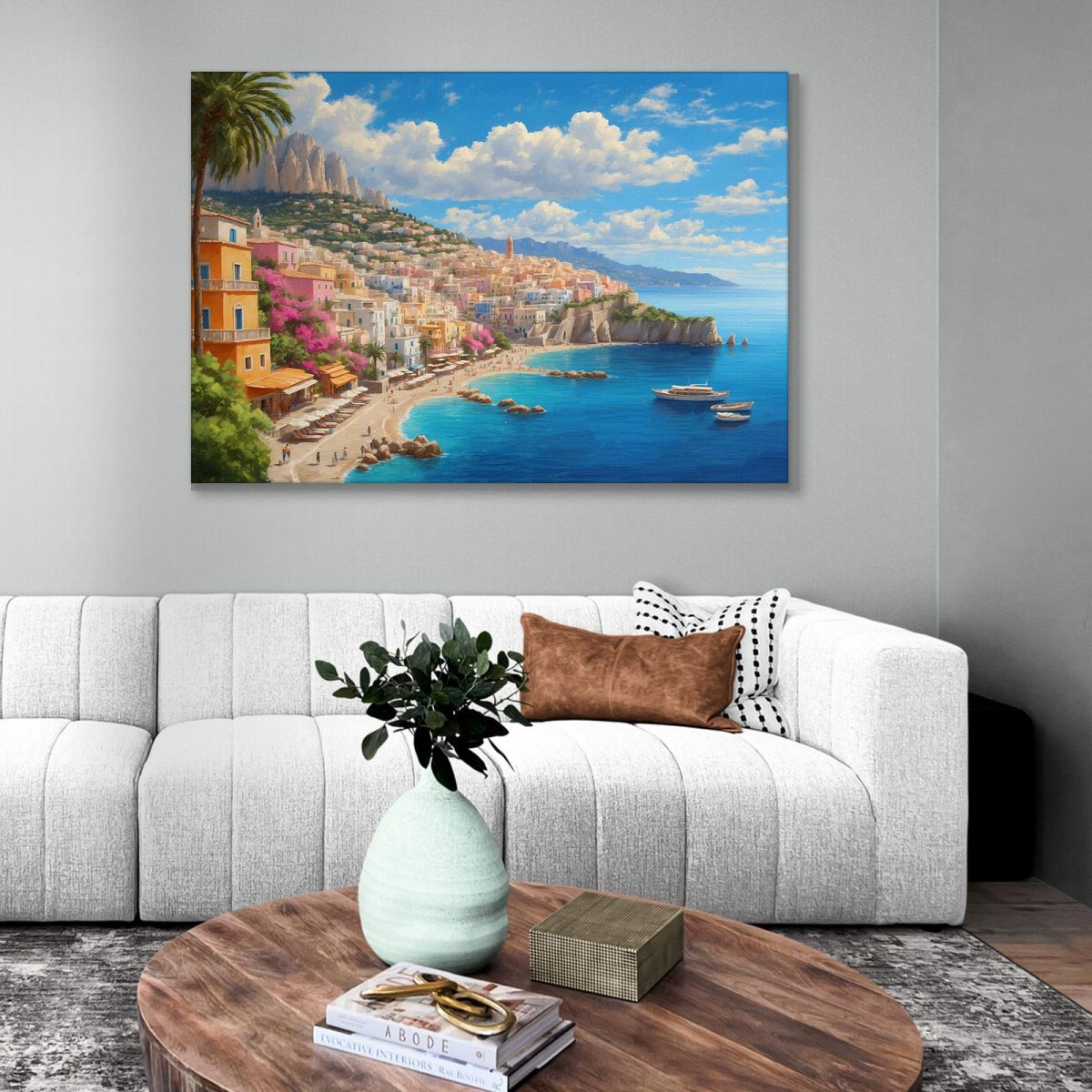 Quadro Moderno Città Astratto Splendida Capri Con Case Pastello E Mare Cristallino ct28 quadro stampa su tela