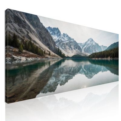 Quadro Montagne Paesaggio Mozzafiato Del Lago Di Montagna Con Riflessi A Specchio mow3 quadro stampa su tela