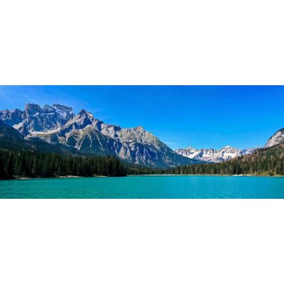 Painting Mountains Bezaubernder See Mit Spektakulären Gipfeln Und Blauem Himmel , mow5 drucken auf leinwand