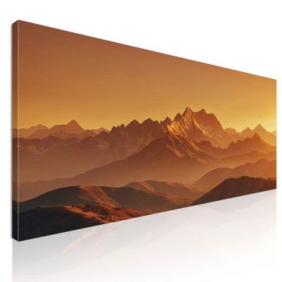Quadro Montagne Tramonto Dorato Che Proietta Ombre Sulle Creste Delle Montagne mow12 quadro stampa su tela
