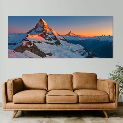 Quadro Montagne Bagliore Del Tramonto Sulla Maestosa Vetta Delle Montagne Innevate mow33 quadro stampa su tela