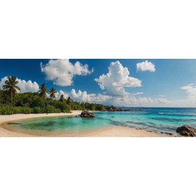 Paysage Marin Peignant Un Paysage Tropical Avec Des Palmiers Et Des Eaux Cristallines , seal23 tableau impression sur toile