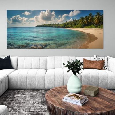 Quadro Paesaggio Mare Spiaggia Tropicale Con Acque Limpide E Verde Rigoglioso seal27 quadro stampa su tela