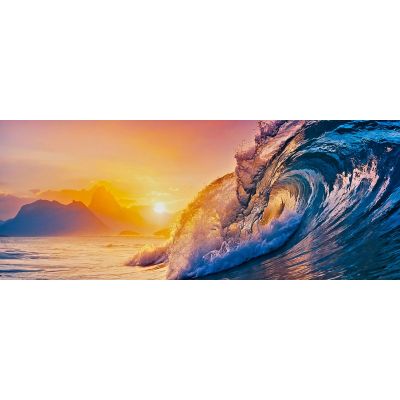 Peindre Des Vagues De Paysage Marin Au Coucher Du Soleil Avec Vue Sur La Montagne , seal32 tableau impression sur toile