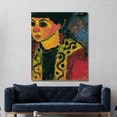 Signora Davanti A Uno Sfondo Blu Alexej von Jawlensky avj23 quadro stampa su tela