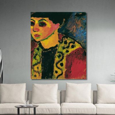 Signora Davanti A Uno Sfondo Blu Alexej von Jawlensky avj23 quadro stampa su tela