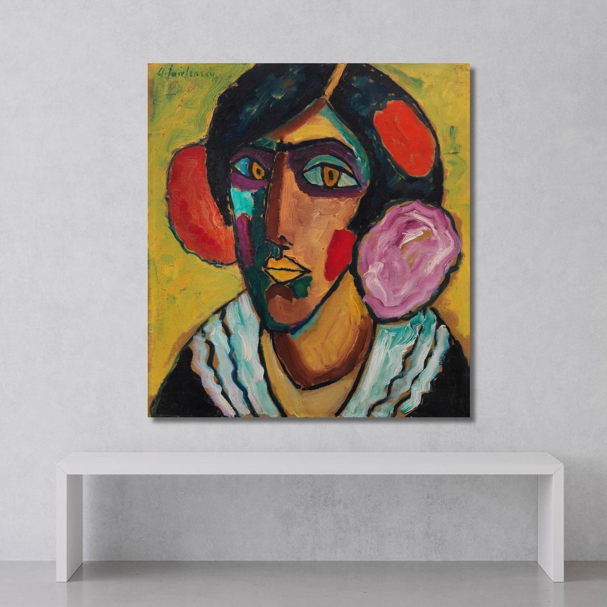 Testa Di Donna Con Fiori Tra I Capelli Alexej von Jawlensky avj31 quadro stampa su tela