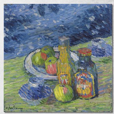 Natura Morta Con Bottiglie E Frutta Alexej von Jawlensky avj96 quadro stampa su tela