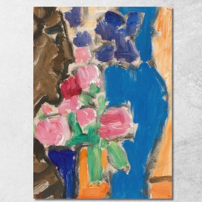 Natura Morta Di Fiori Natura Morta Con Vaso E Figura Semi-Profilo Alexej von Jawlensky avj100 quadro stampa su tela