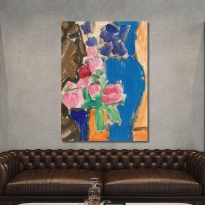 Natura Morta Di Fiori Natura Morta Con Vaso E Figura Semi-Profilo Alexej von Jawlensky avj100 quadro stampa su tela