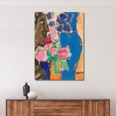 Natura Morta Di Fiori Natura Morta Con Vaso E Figura Semi-Profilo Alexej von Jawlensky avj100 quadro stampa su tela