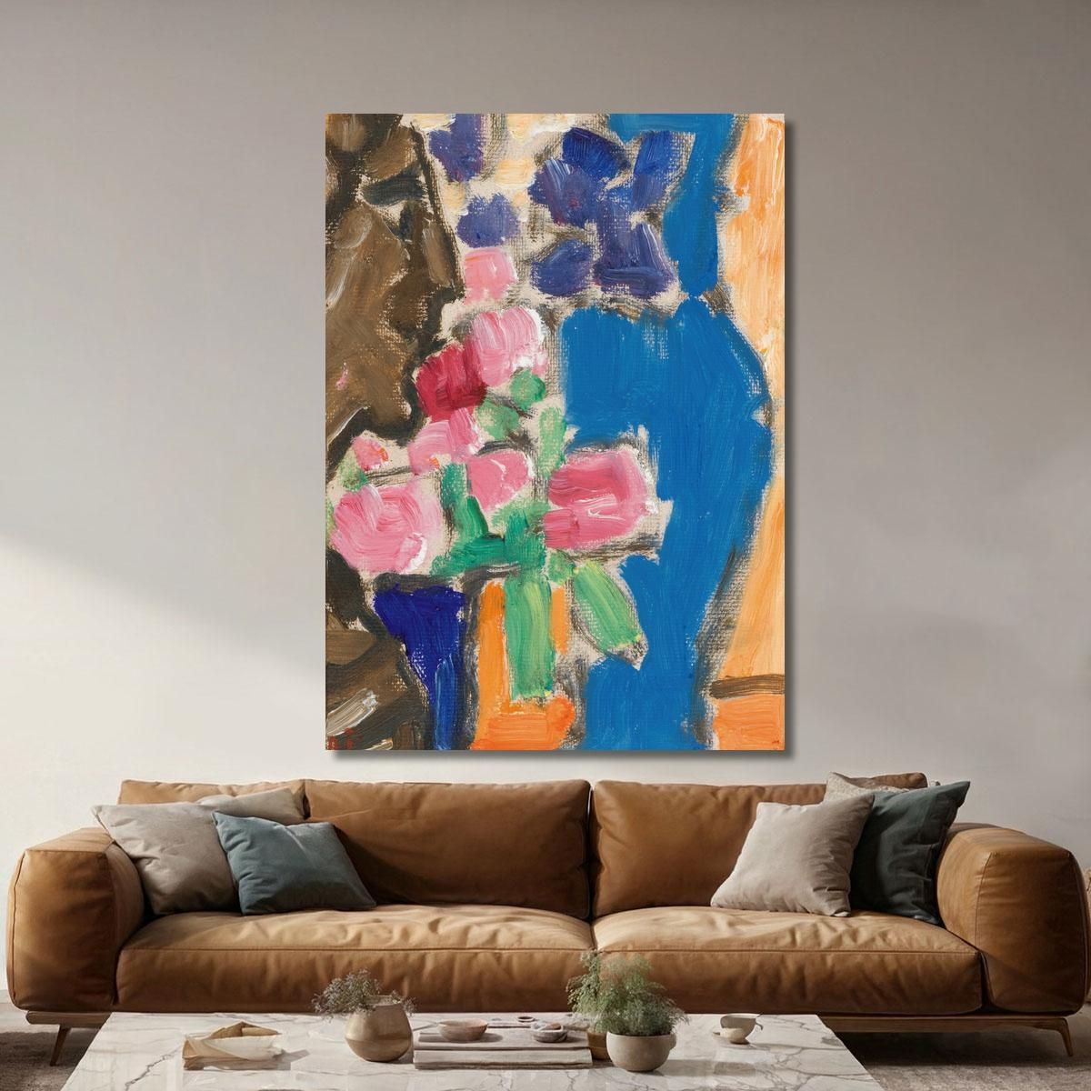 Natura Morta Di Fiori Natura Morta Con Vaso E Figura Semi-Profilo Alexej von Jawlensky avj100 quadro stampa su tela