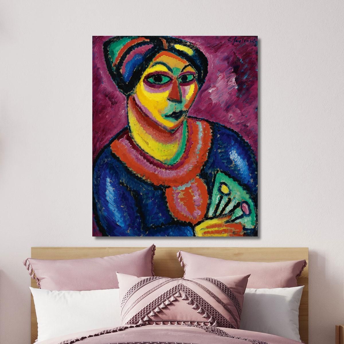 Donna Con Un Ventilatore Verde Alexej von Jawlensky avj131 quadro stampa su tela