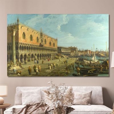 The Doge'S Palace And The Riva Degli Schiavoni Canaletto cnl17 quadro stampa su tela