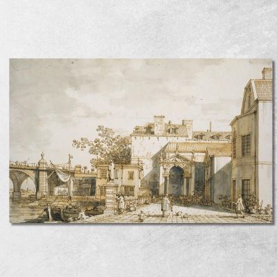 Capriccio Con Reminiscenze Del Ponte Di Westminster E Della Richmond House Canaletto cnl23 quadro stampa su tela