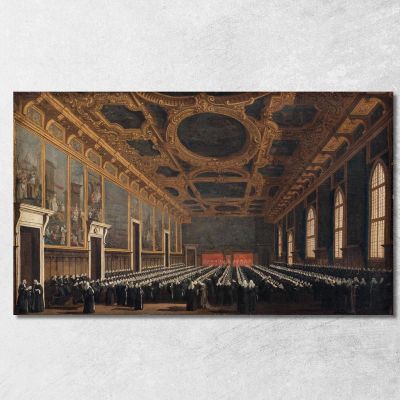 The Doge And Grand Council In Sala Del Maggior Consiglio Canaletto cnl44 quadro stampa su tela