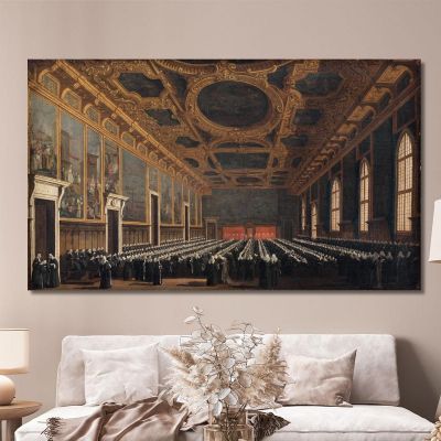 The Doge And Grand Council In Sala Del Maggior Consiglio Canaletto cnl44 quadro stampa su tela