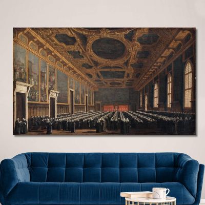 The Doge And Grand Council In Sala Del Maggior Consiglio Canaletto cnl44 quadro stampa su tela