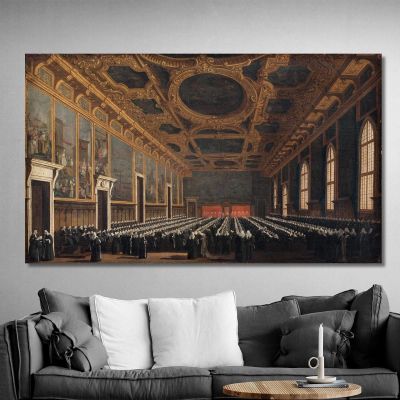 The Doge And Grand Council In Sala Del Maggior Consiglio Canaletto cnl44 quadro stampa su tela