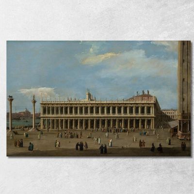 Venezia La Piazzetta Guardando Verso Ovest Con La Libreria Canaletto cnl68 quadro stampa su tela