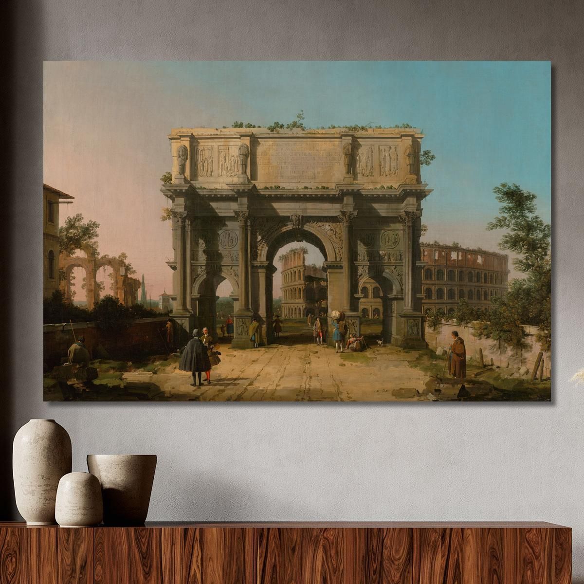 Veduta Dell'Arco Di Costantino Con Il Colosseo Canaletto cnl72 quadro stampa su tela