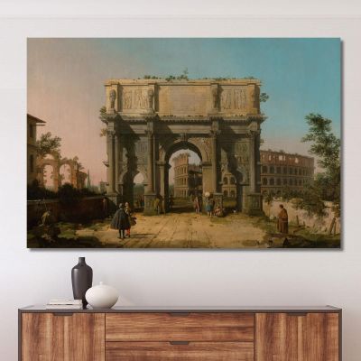 Veduta Dell'Arco Di Costantino Con Il Colosseo Canaletto cnl72 quadro stampa su tela