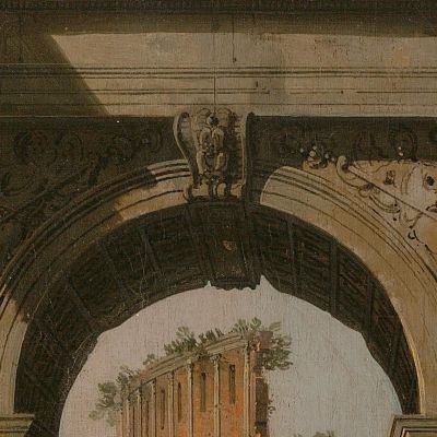 Veduta Dell'Arco Di Costantino Con Il Colosseo Canaletto cnl72 quadro stampa su tela