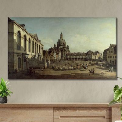 Vue Du Neumarkt À Dresde Depuis Le Jüdenhofe Canaletto, cnl73 tableau impression sur toile