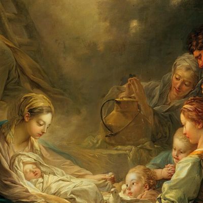 Vergine Che Assiste Il Cristo Bambino Dormiente François Boucher fbc113 quadro stampa su tela