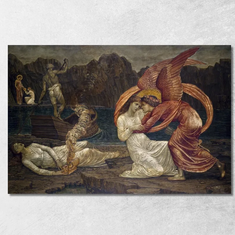 Amore E Psiche - Murales Palace Green Edward Burne Jones quadro stampa su tela