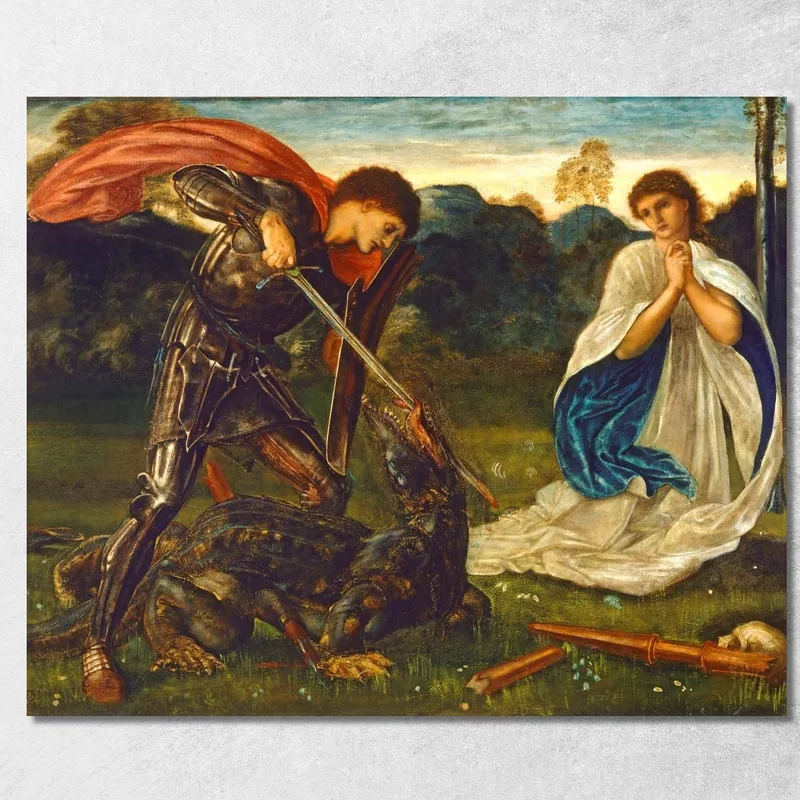 La Lotta - San Giorgio Uccide Il Drago Vi Edward Burne Jones quadro stampa su tela