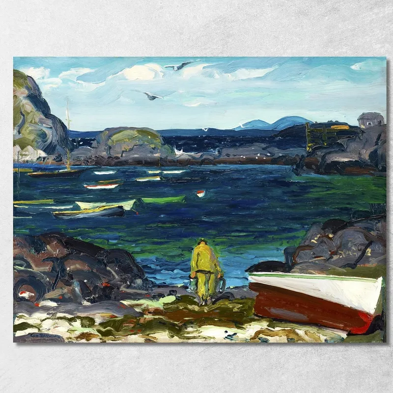 Der Hafen Von Monhegan, Küste Von Maine George Bellows drucken auf leinwand