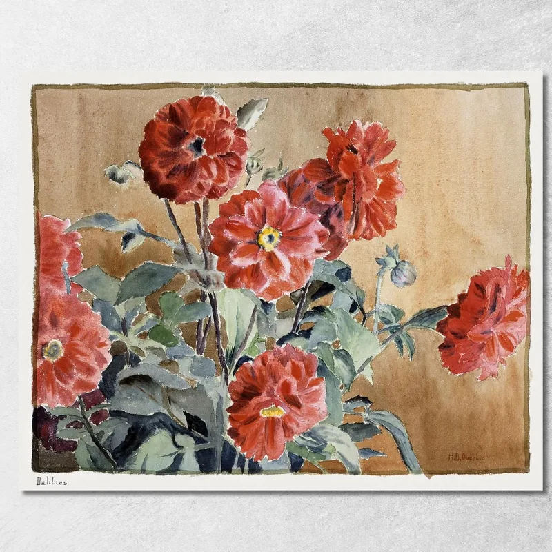 Dalie 1915 Hannah Borger Overbeck quadro stampa su tela