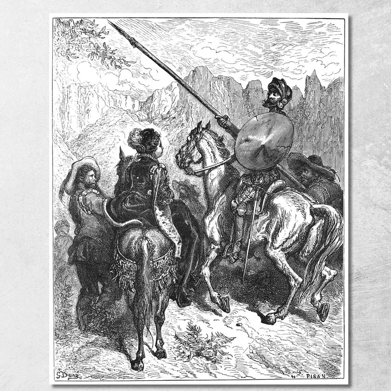 Don Chisciotte E La Principessa Micomicona Doré Gustave quadro stampa su tela